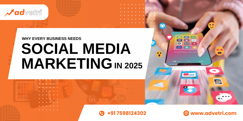 Person using smartphone with social media icons showing the importance of marketing in 2025.